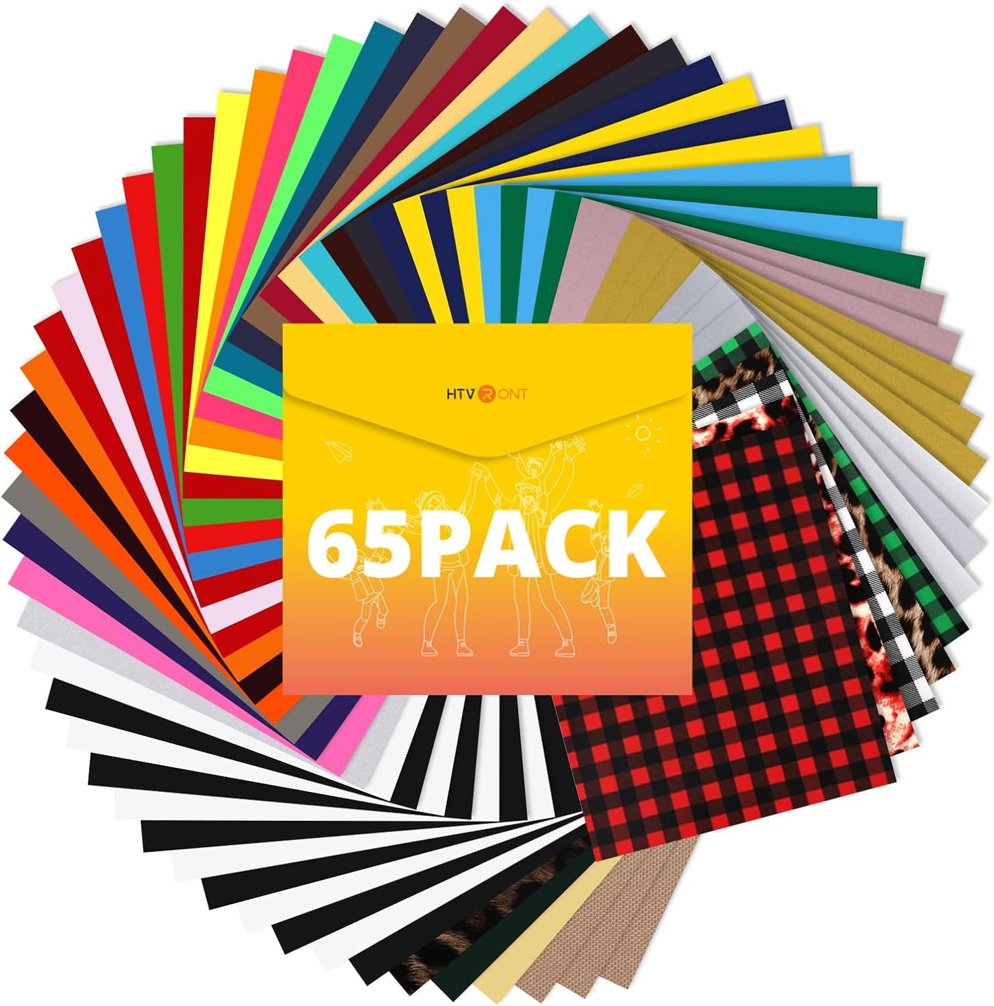 HTVRONT Heat Transfer Vinyl HTV Vinyl Bundle, 65 Pack Iron on Vinyl for T-Shirts 41 Assorted Colors HTV Vinyl Bundle with Weeding Hooks and PTFE Sheet
