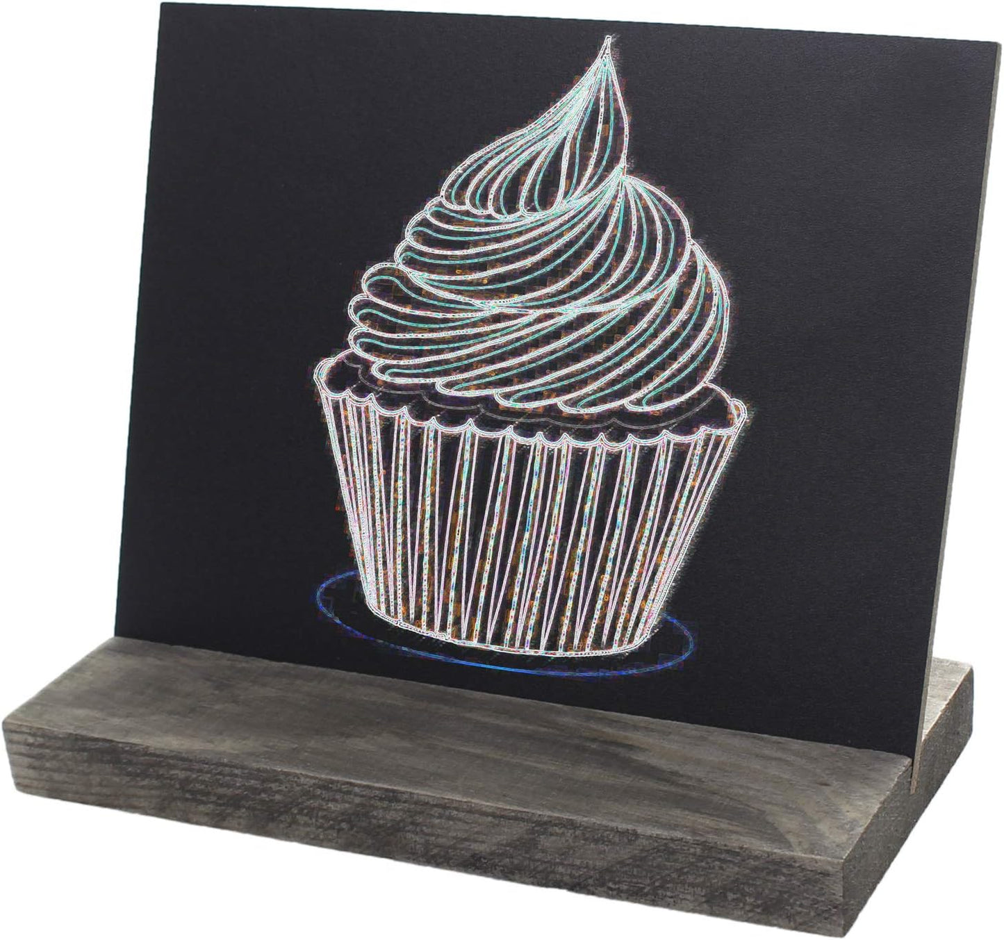 5 X 6 Inch Mini Tabletop Chalkboard Signs with Rustic Style Wood Base Stands, Set of 4，Include 3 chalks