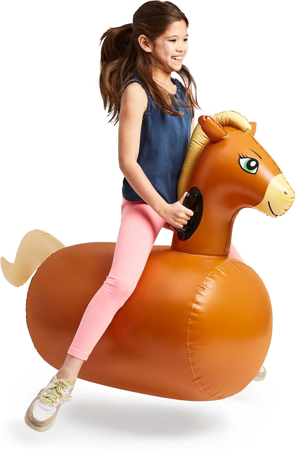 Hearthsong Hop N Go Inflatable Riding Bouncy Horse Hopping Toys for Kids Ages 5+ - Ride On Bouncer Animal Hopper Jumping Toys for Outdoor Games