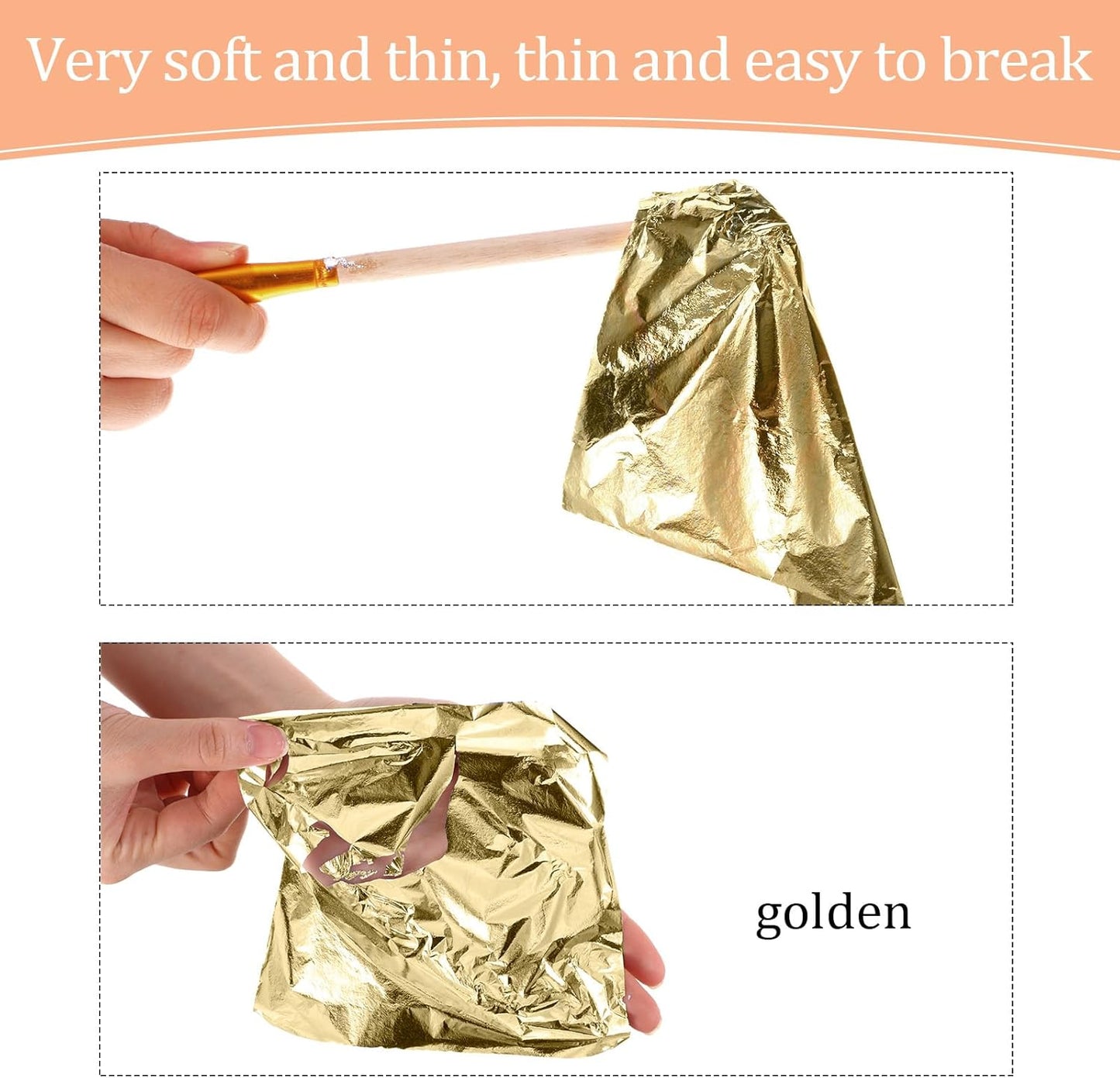 Cunhill 200 Pcs Gold Leaf Sheets for Art Foil Paper Leaf Art Foil Sheets Gilding Brush Thin Paper Craft for Painting Gilding Crafting Decoration,5.5 x 5.5 Inches(Gold)