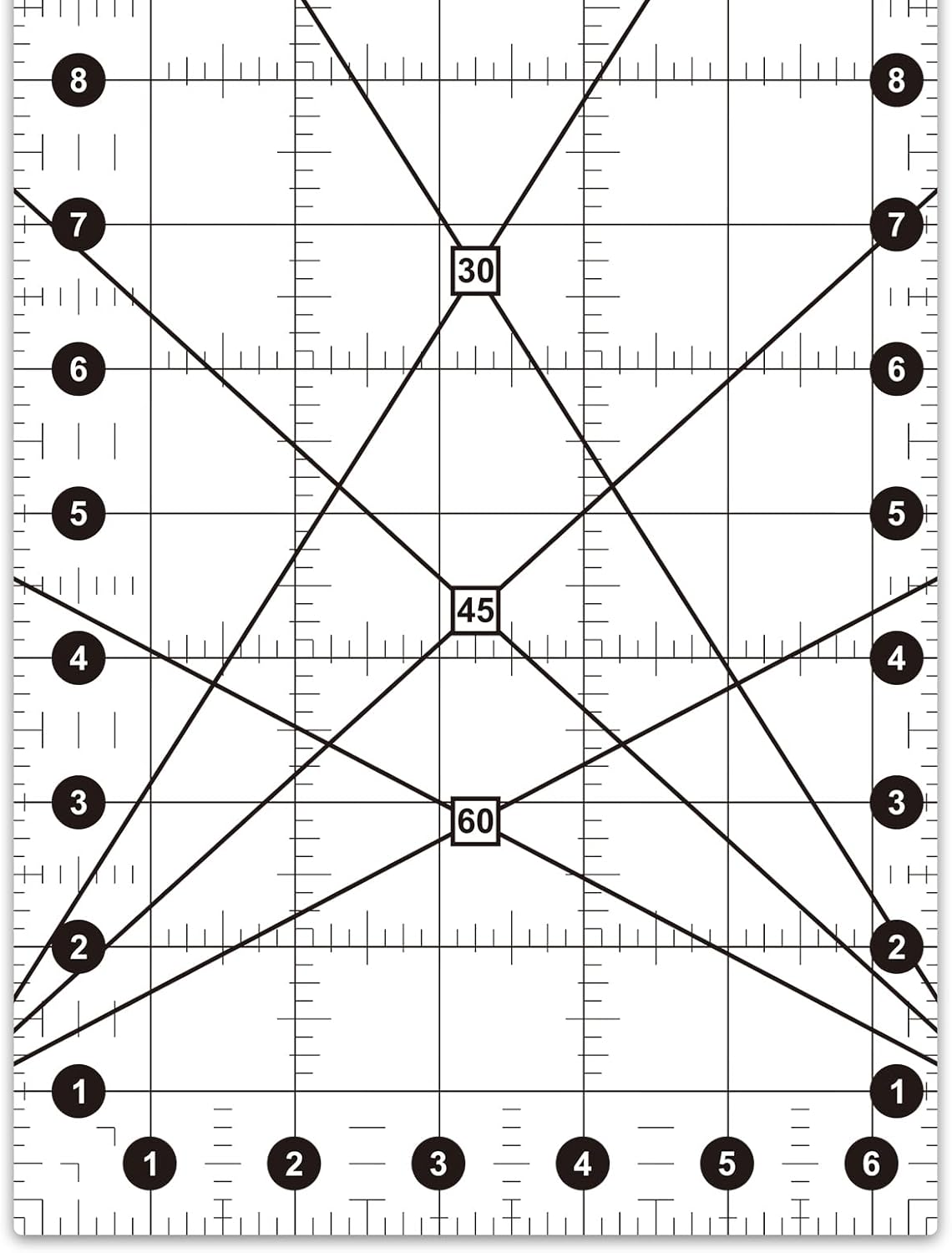 Headley Tools Sewing Ruler,Quilting Ruler (6.5"x 24"), Sewing and Quilting Ruler with 30°/45°/60° Angle Indicator, Acrylic Fabric Ruler for Sewing and Quilting,Clear/Black