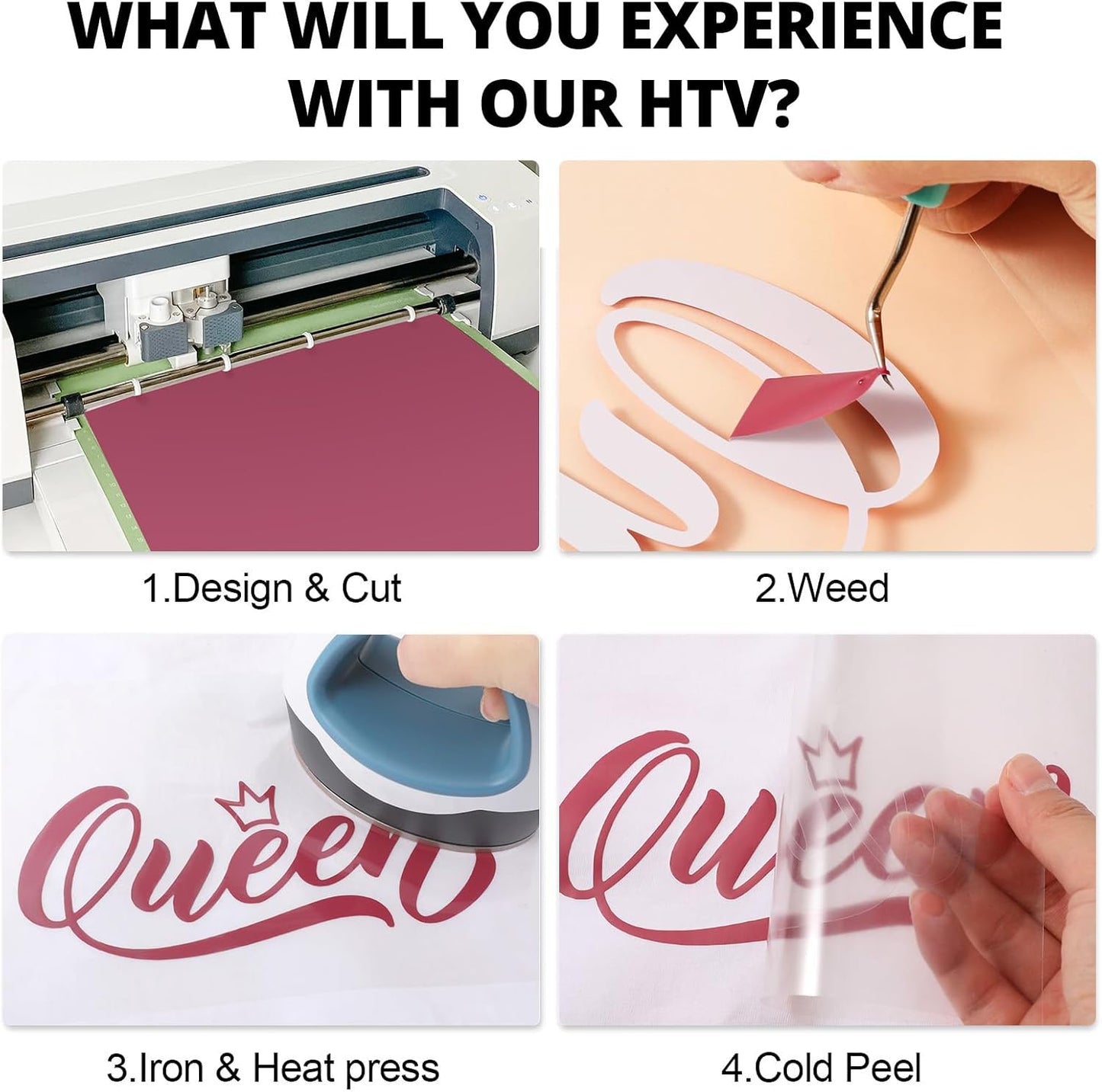 HTVRONT HTV Vinyl Roll Heat Transfer Vinyl - 12" x 8ft Maroon Iron on Vinyl Compatible with Cricut Cutting Machine - Easy to Cut & Weed for Craft Design (Maroon)