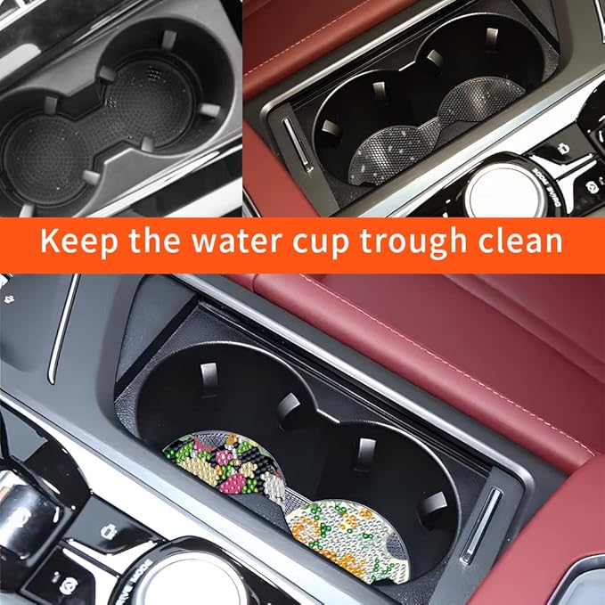 8 Pcs Diamond Painting Coasters, Flowers Diamond Art Car Coasters for Cup Holder, 2.8 Inches Flowers for Drinks, Small Diamond Painting Kits Supplies, DIY Crafts for Adults Kids