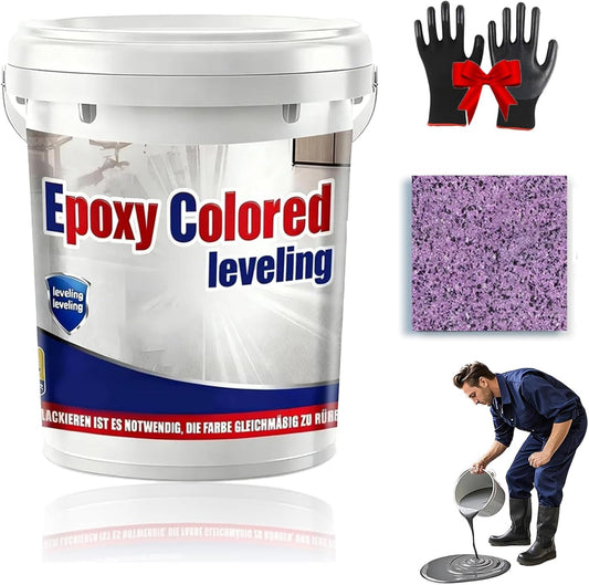 Epoxy Floor Paint, Epoxy Colored Sand Floor Paint, High-Gloss Marble Effect Self-Leveling Coating, Waterproof, Non-Slip, Ultra-Durable for Garage, Basement, Wood Floors (Purple,4.4 lb)