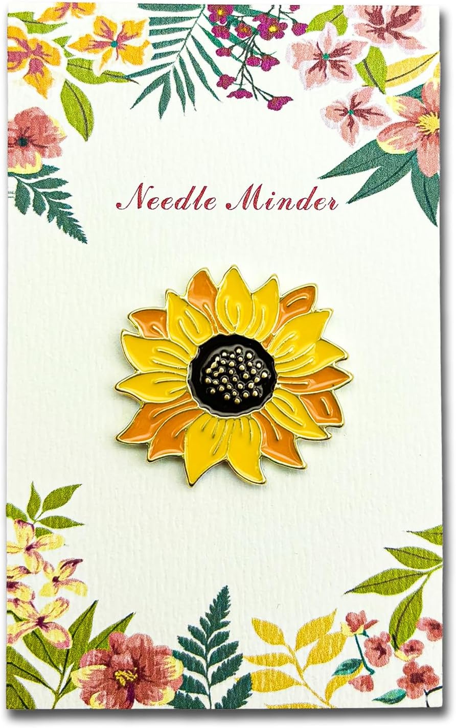 Hydrangea Magnetic Needle Minder for Cross Stitch – Strong Needlepoint Holder, Embroidery Sewing Magnet – Secure & Decorative Needle Minders for Stitching & Crafting (Sunflower)