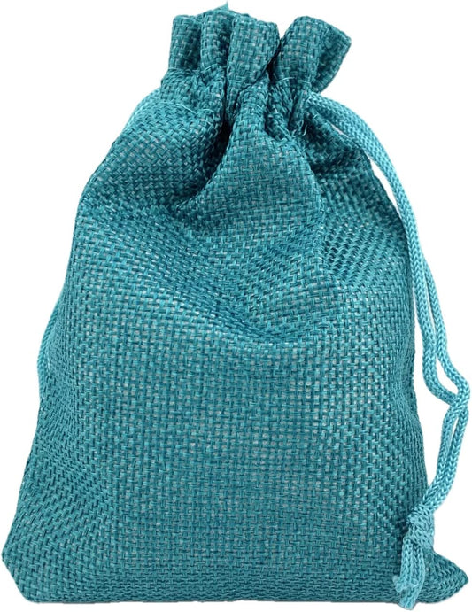 Palmhomee Pack of 25 Burlap Gift Bags with Drawstring Linen Jewelry Pouches Wedding Hessian Jute Bags for Birthday and Treat Pouches Party Wedding Favors Gift (4x5.6 Inch, Peacock Blue)