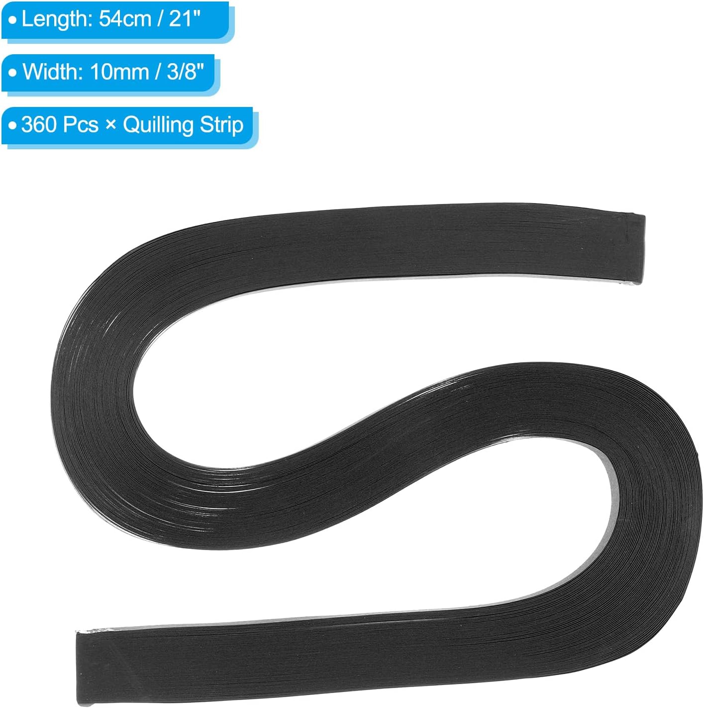 PATIKIL 360pcs Quilling Paper Strips Paper Flowers Quilling Kits 3/8"(10mm) Origami Paper for Adults Beginner Art Craft, 21"(54cm) Black