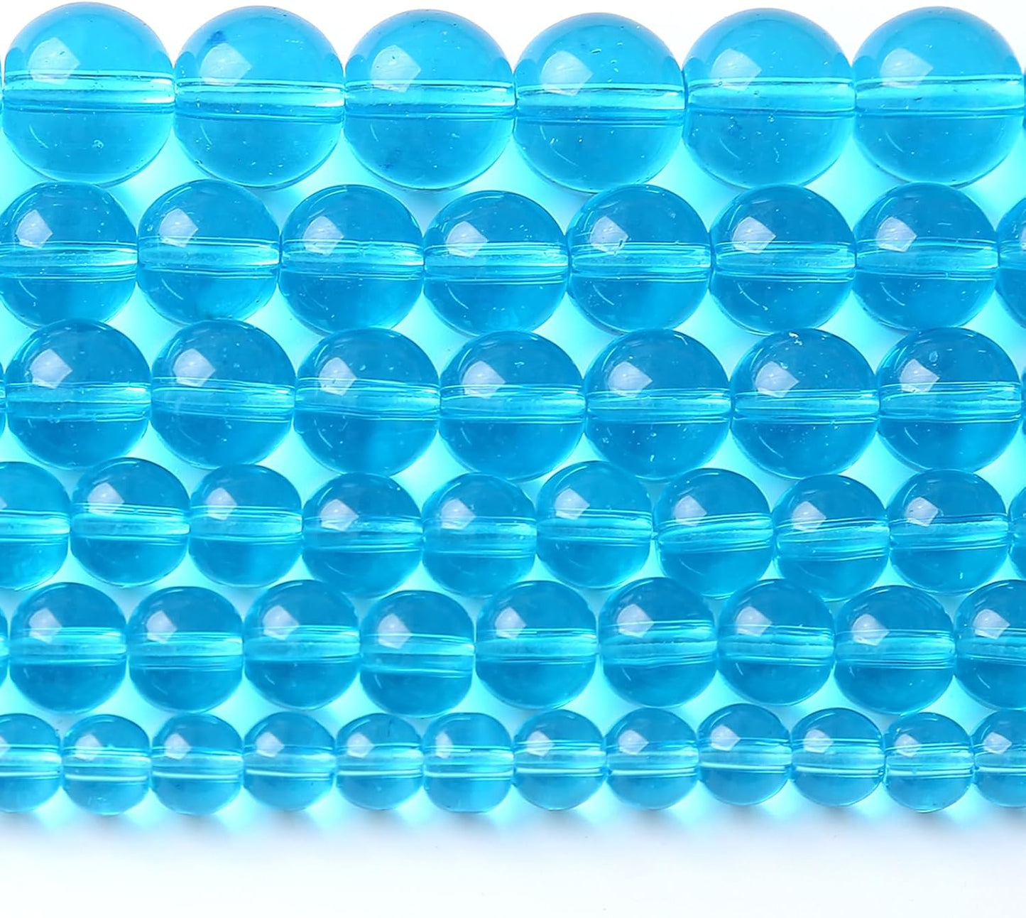 4MM Lake Blue Glass Beads Natural Gemstone Round Loose Stone Beads for Jewelry and Bracelets Making 180pcs 2 Strands 32"