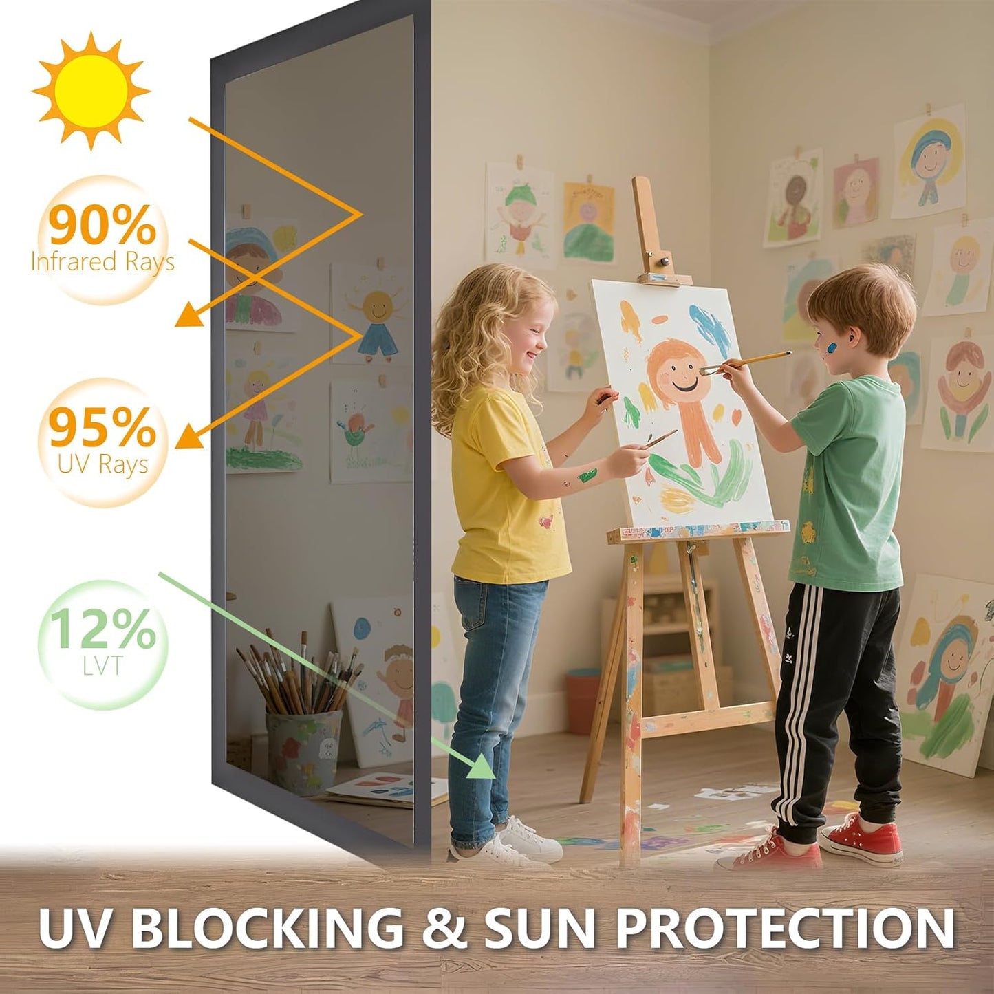 LEMON CLOUD One Way Window Privacy Film See Out Not in Reflective Mirror UV Window Cling Sun Blocking Heat Control Glare Control with Tools,29.5 Inch x 157.4 Inch