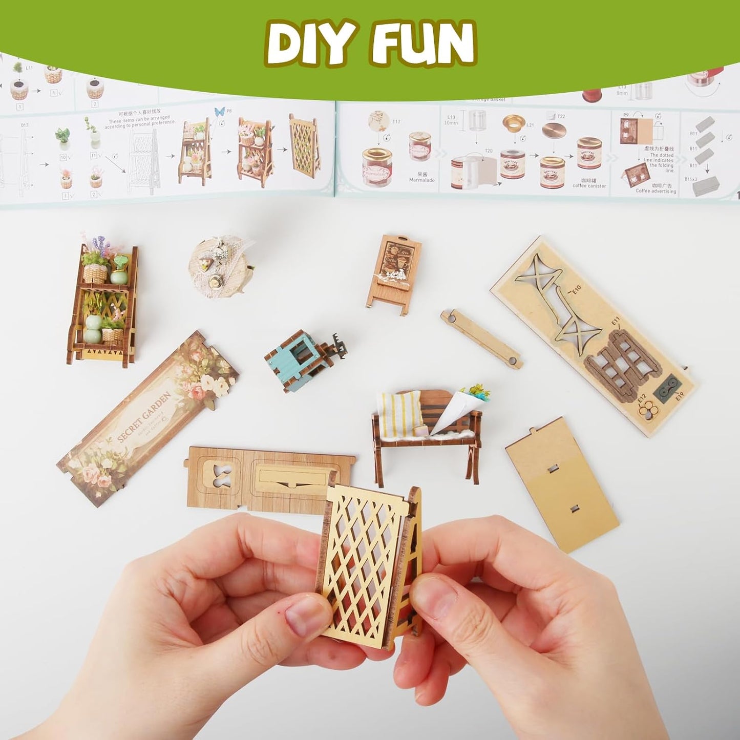 DIY Book Nook Kit,DIY Dollhouse Booknook Bookshelf Insert Decor,3D Wooden Puzzles with LED Dust Cover,Book Nook Miniature Kit,Birthday Halloween Home Decor for Teens Adult-Sylvia Garden