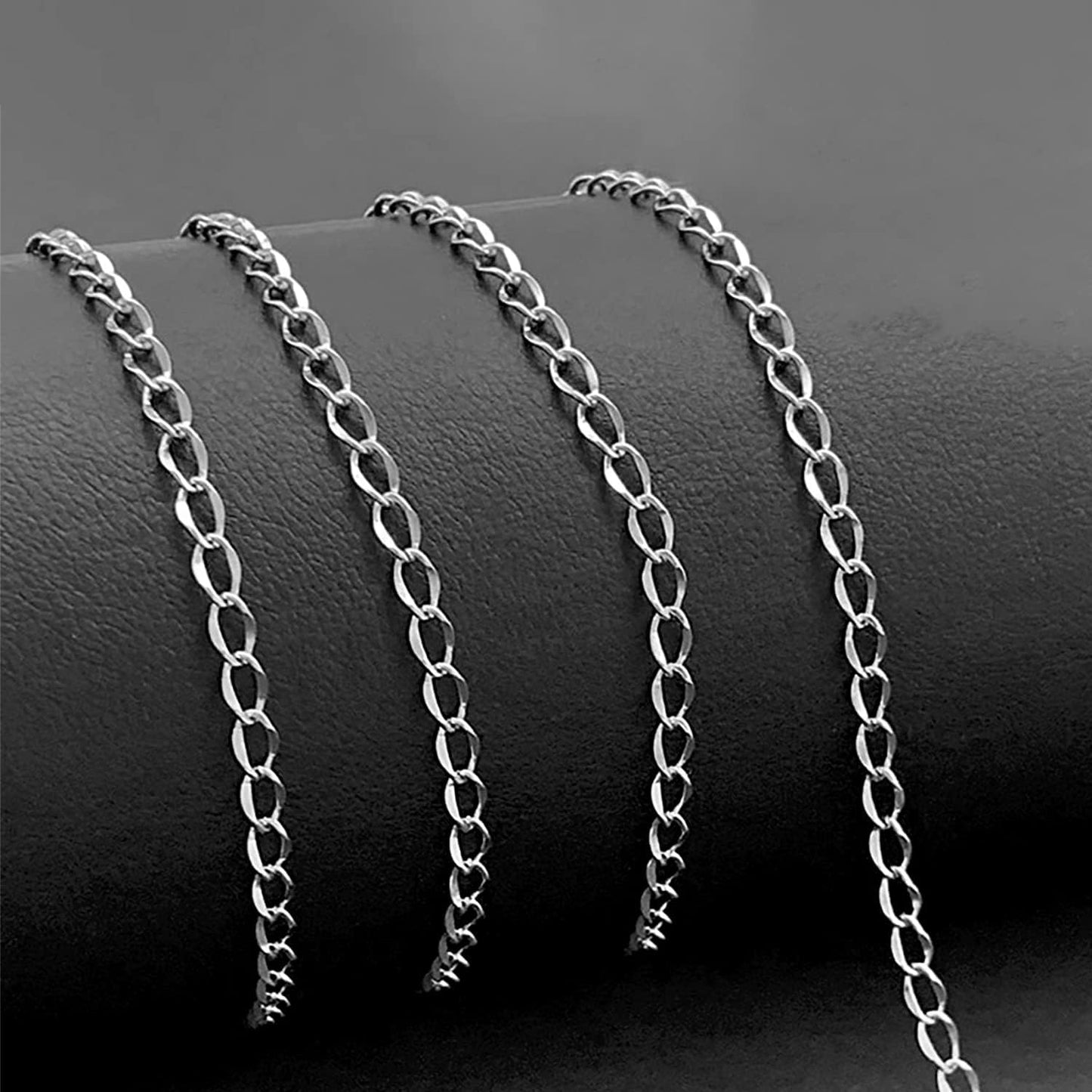 Jishi 33ft Twisted Cable Chain 2mm Silver Stainless Steel Link Chain, Jewelry Making Supplies Necklace Bracelet Extender, DIY Craft Earring Findings, Metal Link Chain Roll w/Lobster Clasps, Jump Rings