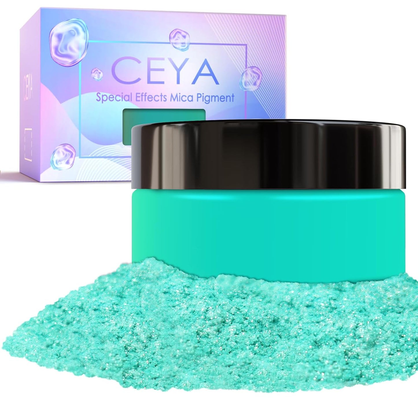 Ceya Highly Interference Mica Powder, 1.8oz/ 50g Mint Green Chrome Nail Powder, Cosmetic Grade Pearlescent Effect Color Shift Pigment for Epoxy Resin, Makeup, Nail Art, Soap Dye, Candle, Slime, Paint