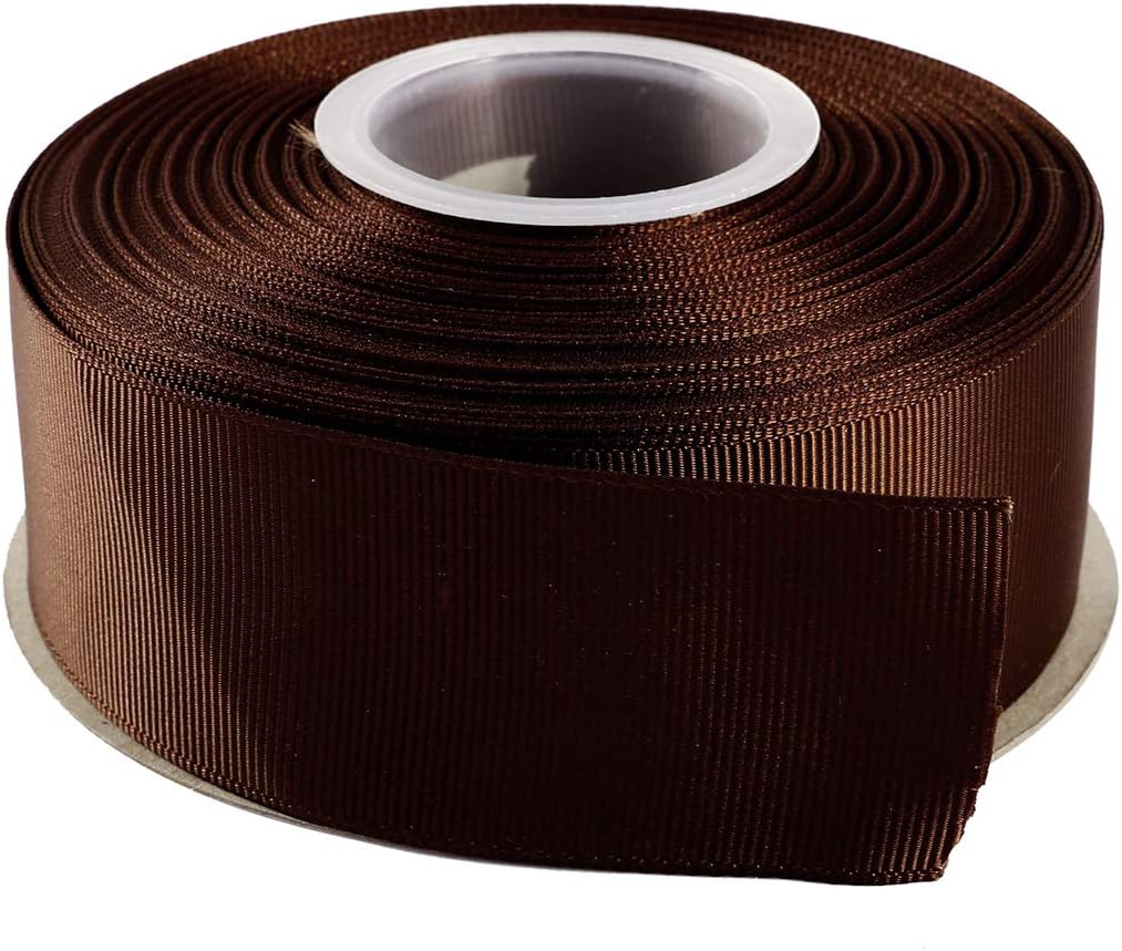 ITIsparkle 11/2" Inch Grosgrain Ribbon 25 Yards-Roll Set for Gift Wrapping Cake Decoration Party Favor Hair Braids Hair Bow Baby Shower Decoration Floral Arrangement Craft Supplies, Brown Ribbon