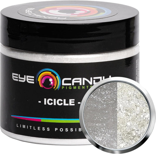 Eye Candy Pigments Premium White Mica Powder - Icicle (50gr) - for Epoxy, Resin, Soap, Paint, Woodworking, Acrylic Pouring, Bath Bombs, Fishing Lures - DIY Arts and Crafts Additive