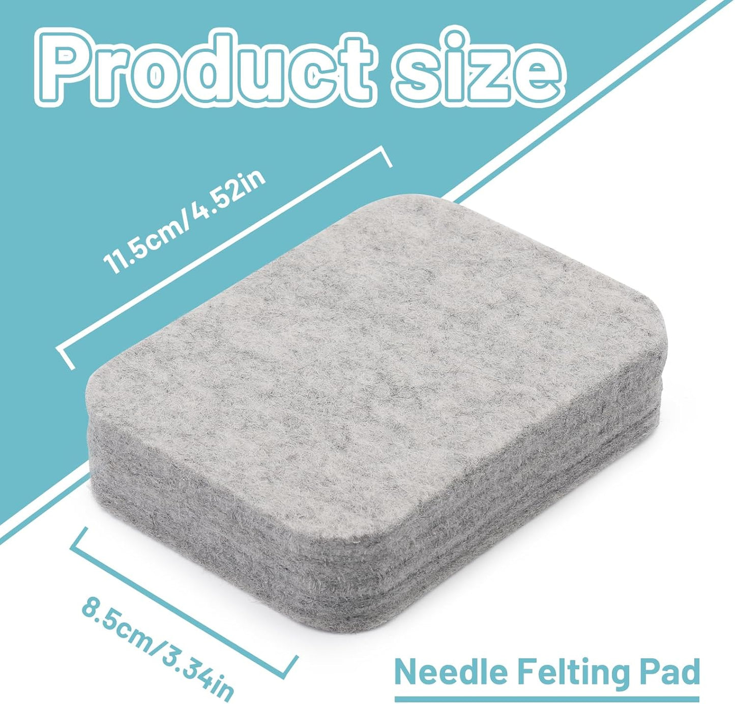 Mayboos Needle Felting Pad, Grey Sponge Needle Felting Pad, 4.52"x3.34" Natural Wool Needled Felting Mat for Any Wool Felting Makeing