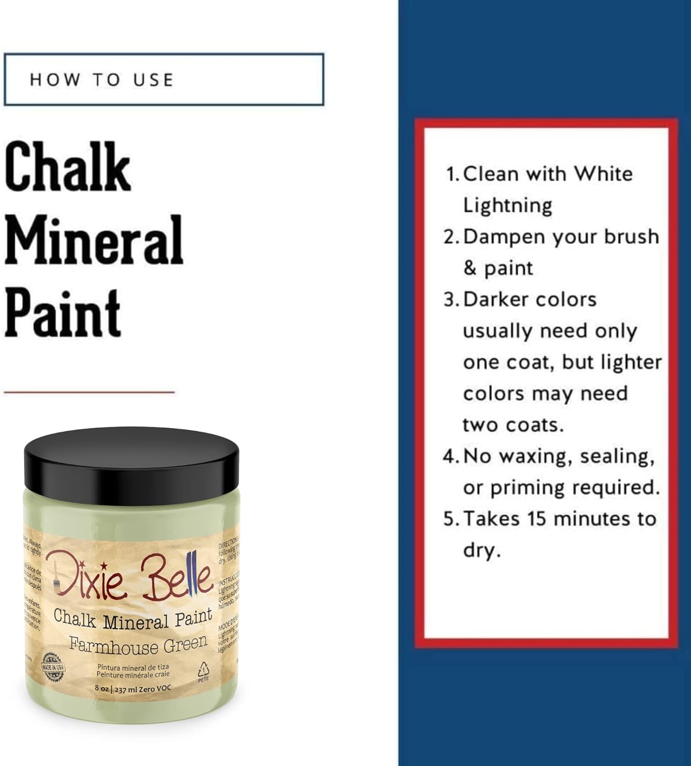 Dixie Belle Paint Company Chalk Finish Furniture Paint - Farmhouse Green (8 Fl Oz) - Matte Spring Green Chic Chalk Mineral DIY Furniture Paint