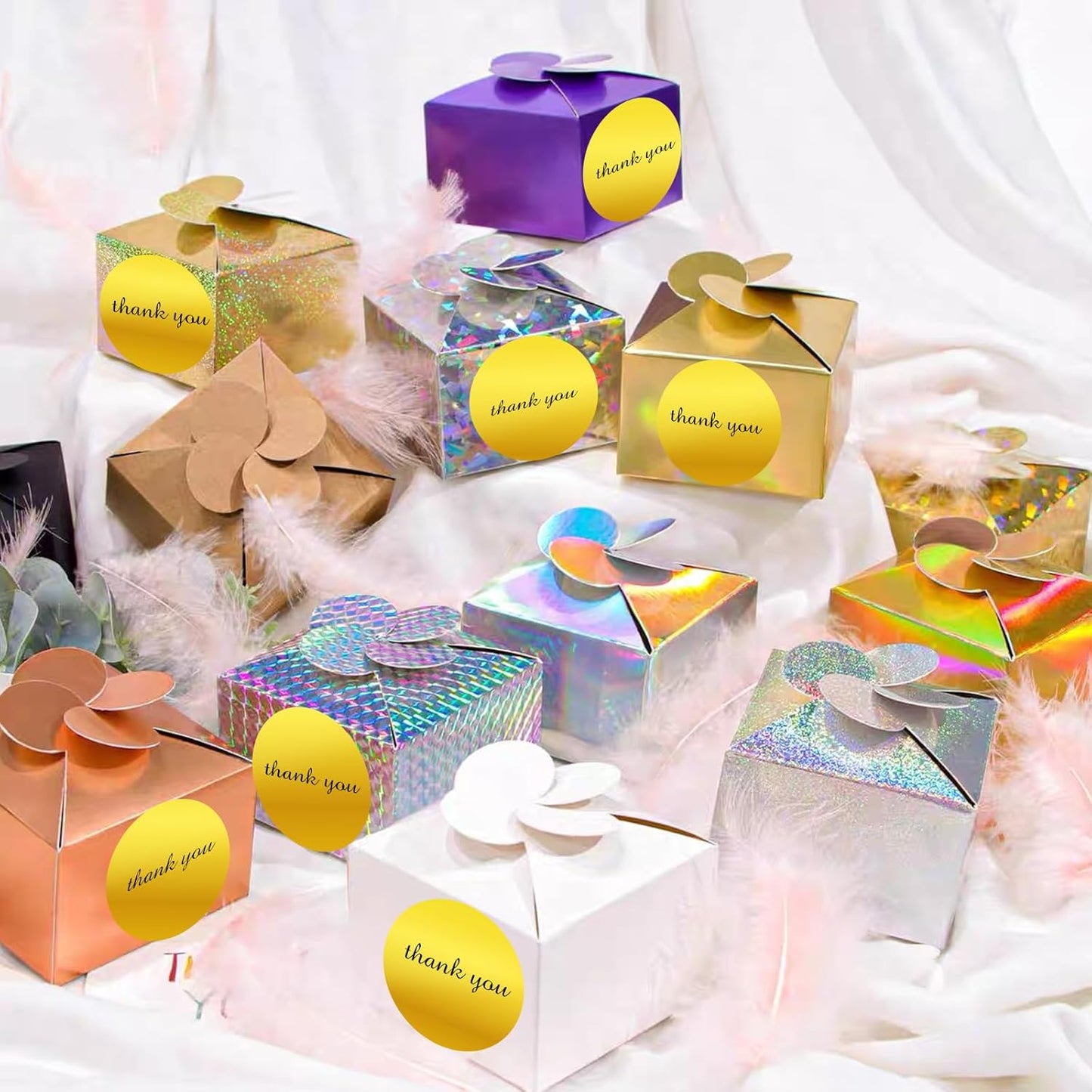 3" Holographic Direct Thermal Label Stickers, Round Printable Rainbow Glitter Thermal Printer Sticker Labels for Gift Wrapping, Self-Adhesive DIY Custom Logo Design- Holographic Gold