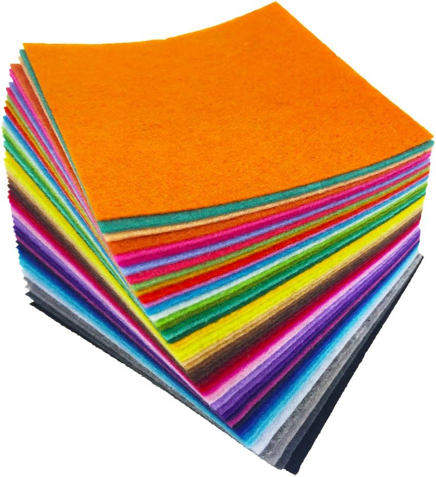 flic-flac 48PCS 12 x 12 inches (30 x 30cm) Assorted Color Felt Fabric Sheets Patchwork Sewing DIY Craft 1mm Thick … (30cm * 30cm, 48pcs)