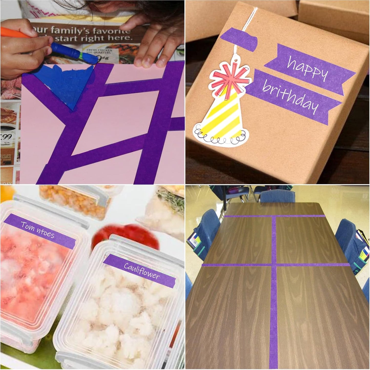 Purple Painters Tape,1 inch x 60 Yards - Medium Adhesive Masking Tape for Painting,Labeling,DIY Crafting,Decoration and School Projects