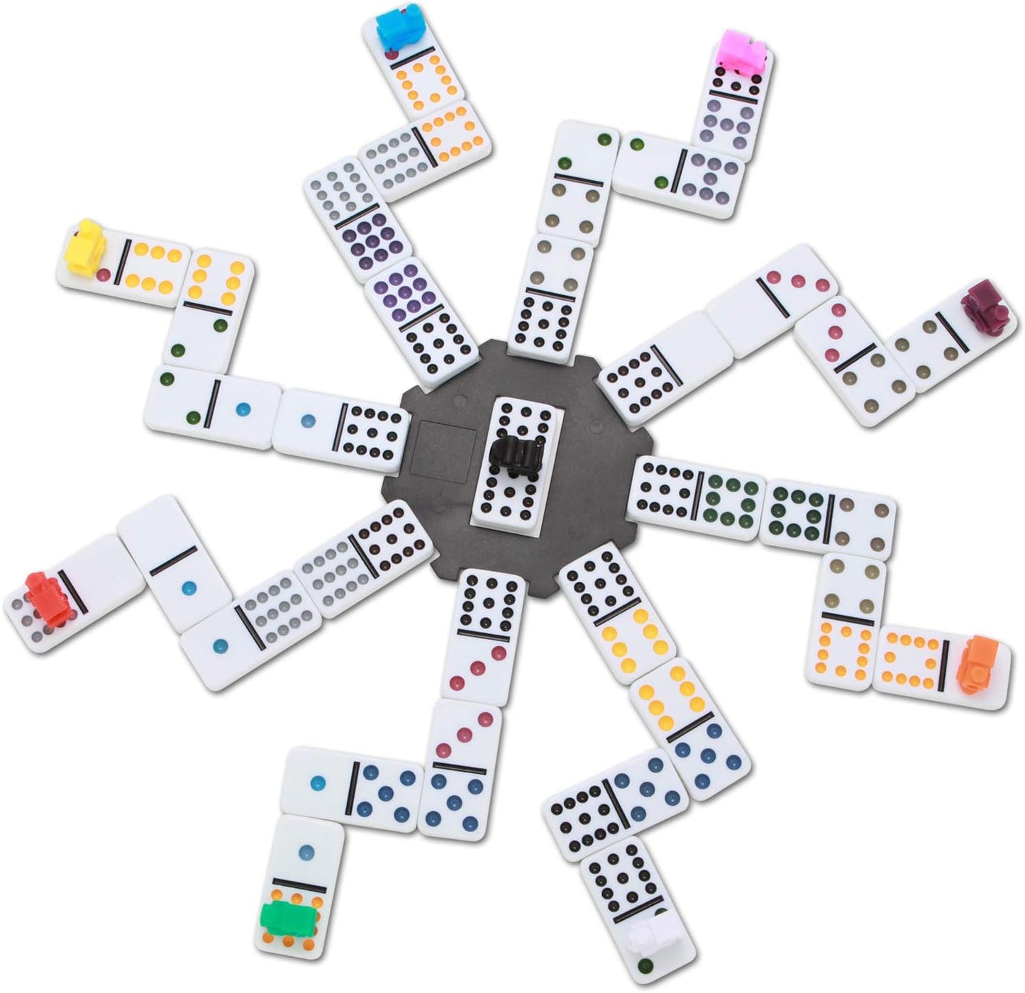 NOLIE Mexican Train Dominoes Game, Double 12 Dot Dominoes Set with Aluminum Case