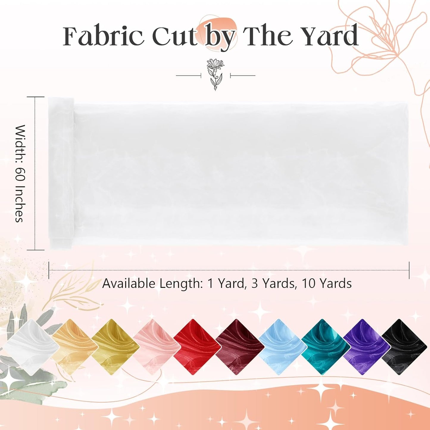 P Pothuiny Sheer Organza Fabric by The Yard, 10 Yards x 60 Inch Wide Bridal White Organza Tulle Fabric Roll Shiny Gauze Fashion Dress Sewing Craft for Wedding Party Decorations Backdrop