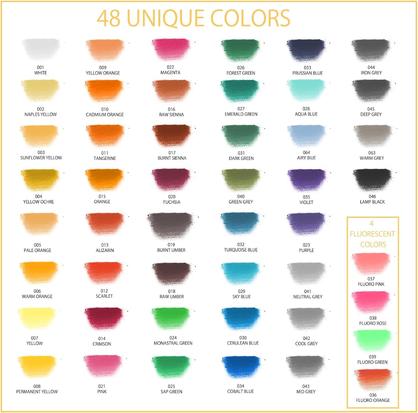 Artecho 50pcs Soft Pastels, 48 Colors Including 4 Fluorescent Colors, Extra Free Black & White, Square Chalk for Drawing, Blending, Layering, Shading, Pastels Art Supplies