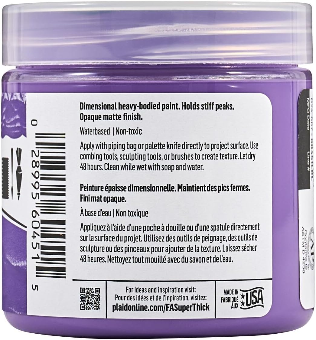 FolkArt Super Thick Acrylic Paint with a Textured Finish, Purple, 4 oz