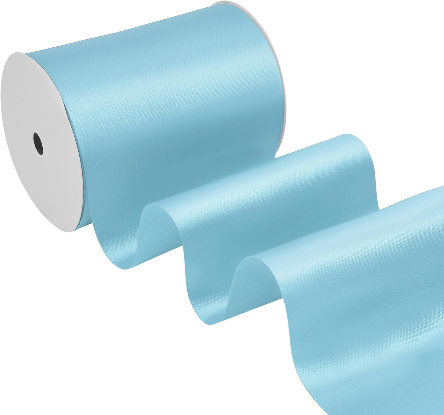 Blue Mist Satin Ribbon 4 Inch X 15 Yards Solid Color Double Faced Ribbons Perfect for Crafts Wedding Decor Bow Making Arts Sewing and More