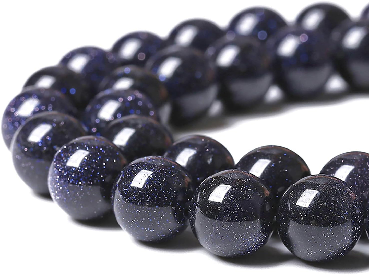 72PCS 10mm Blue Sandstone Gemstone Beads Beads Natural Stone Round Loose Beads for Jewelry Making DIY Bracelet Necklace 32" 2 Strands