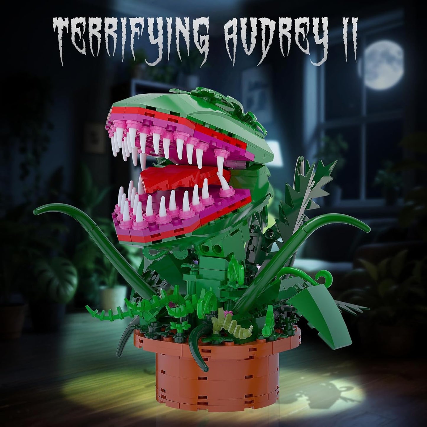 Audrey 2 Cannibal Flower Building Block Set, Little Shop of Horrors Piranha Plant with Openable Mouth Toy Collection, Great Birthday, Christmas, Halloween, for Kids 6+, TV Fans (342 PCS)