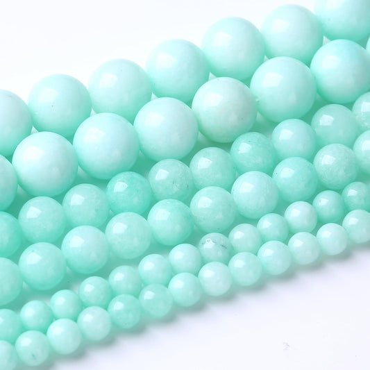 48PCS 8MM Amazonite Blue Jade Stone Beads Energy Healing Beads for DIY Jewelry Bracelet Necklace Making for Jewelry Making 15Inch