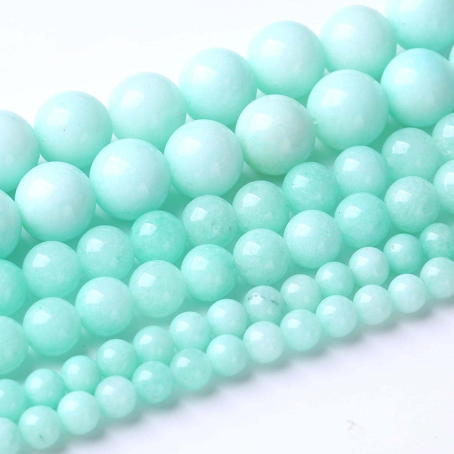 90PCS 4MM Amazonite Blue Jade Natural Gemstone Round Stone Beads for Jewelry Making DIY Energy Stone Healing Power Bracelet 15"
