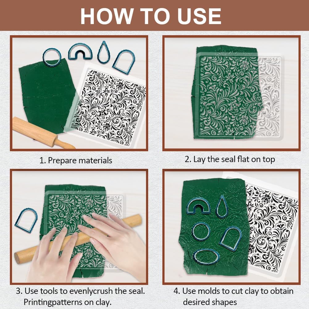 CHGCRAFT Polymer Clay Texture Sheets Fujiman Background Silicone Texture Stamp Clay Pad for Making Earrings Jewelry, 5.5x5.5inch