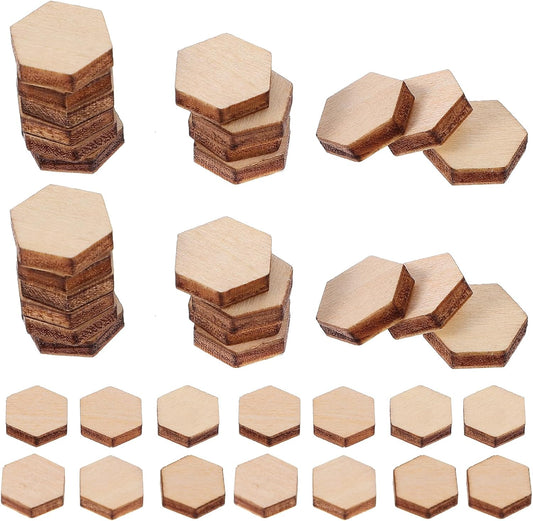 HEALLILY Wood Pieces, 200PCS Hexagon Wood Shape Beech Hexagonal Cutout Shapes Mosaic Tile Ornaments Embellishment DIY Crafts Decorations for Wedding Birthday Christmas (10mm)