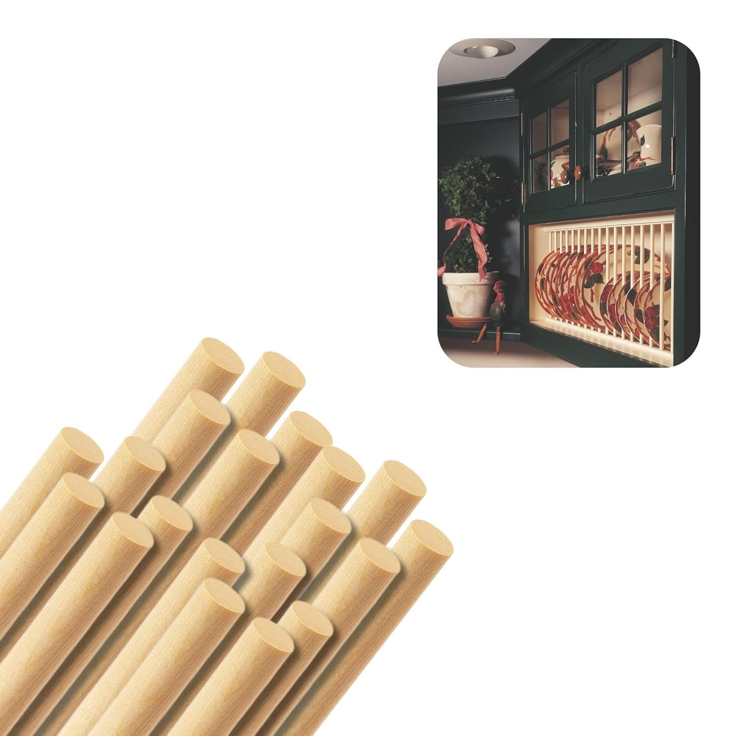 Birch Round Dowels (1/2" x 36", Pack of 20) | Variety of Diameters & Wood Species | Unfinished Wooden Dowel Rods for Crafts & DIY Home Projects | Curtain Rod, Macrame Supplies, Moulding Trim, Flagpole