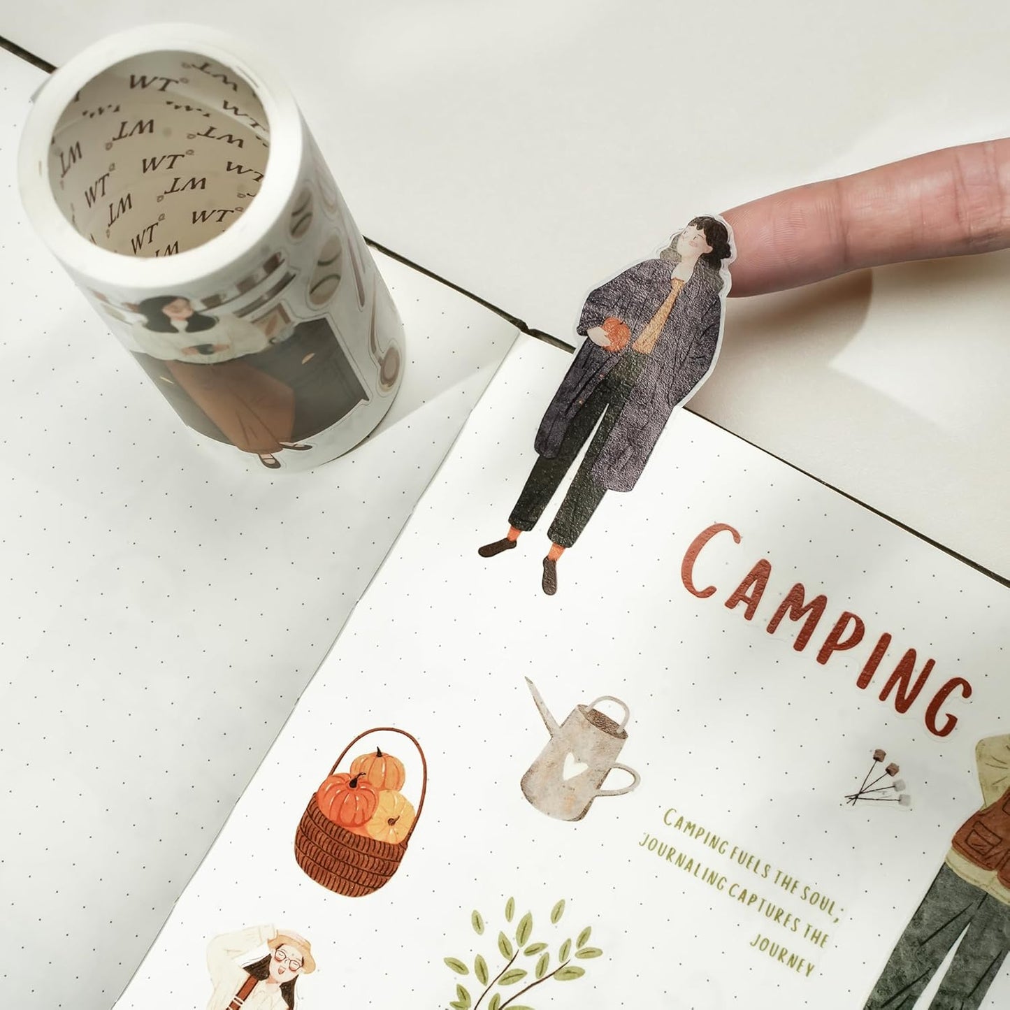 WT Pre-Cut Planner's Day 2 Washi Tape, Single Roll, Original Designs, Decorative Masking Tape for Journals, Planners, Scrapbooking, DIY Paper Projects