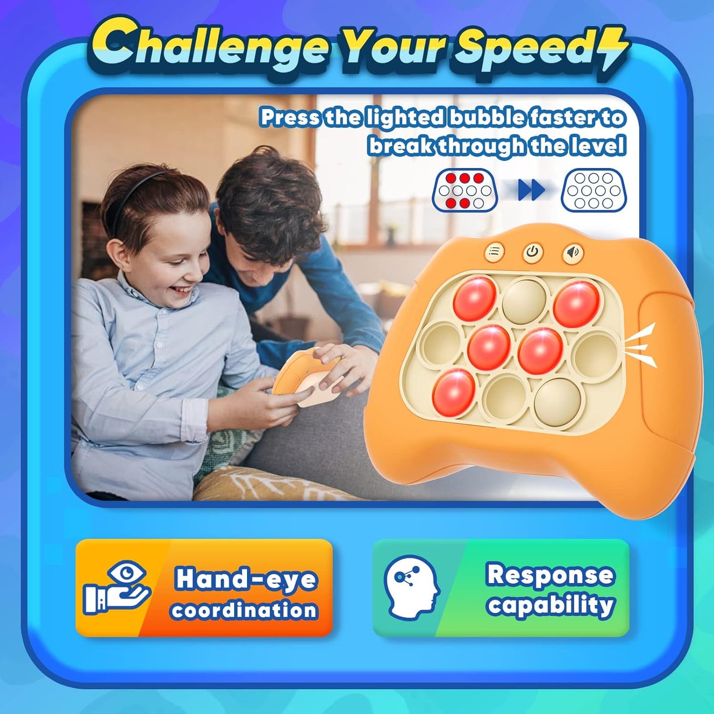 Handheld Game for Kids 6-12 with Lights and Sounds, Sensory Fidget Toys for Kids 8-12, Birthday Gifts for 6 7 8 9 Year Old Girls & Boys & Teens -Orange