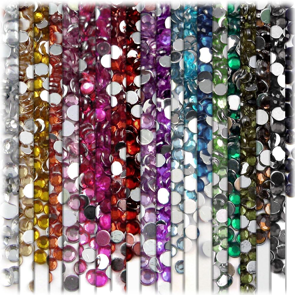 The Crafts Outlet 1,440pc Flatback Acrylic Rhinestones Round 3mm (10ss) Jet Black