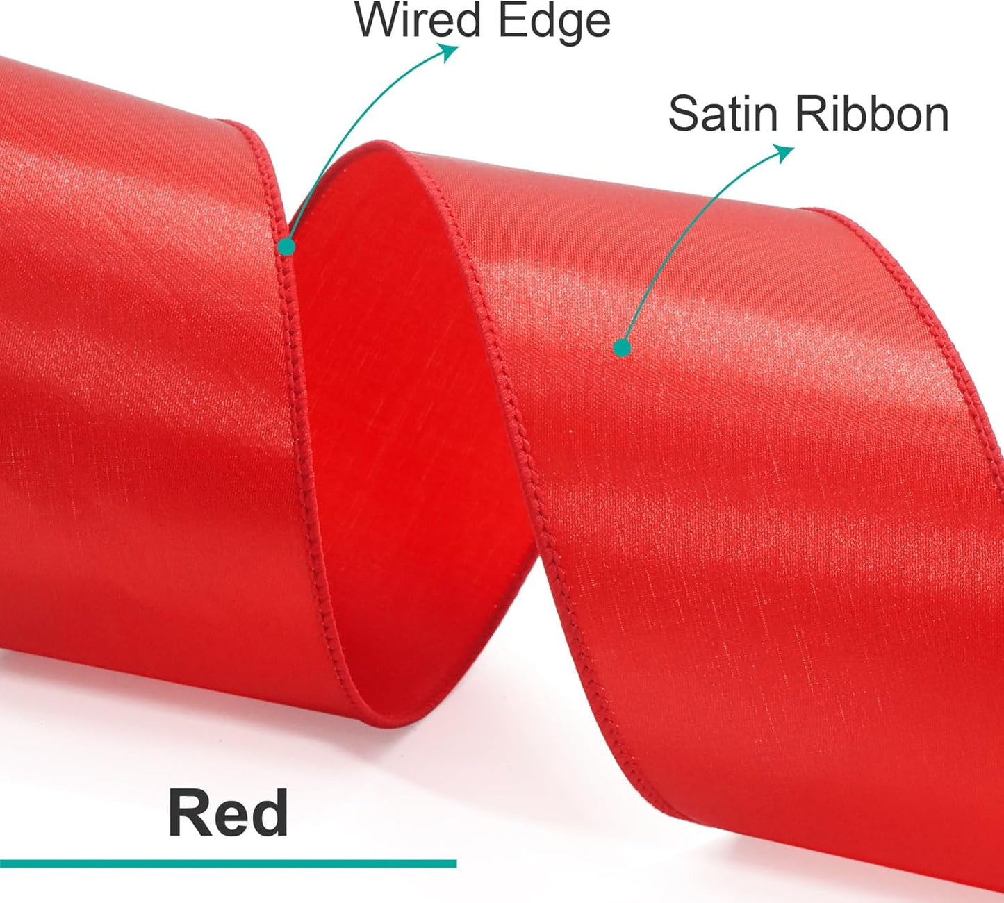 CT CRAFT LLC Satin Wired Ribbon 4 Inch x 20 Yards Red for Christmas Home Décor Gift Wrapping Tree Topper Bow Wreath DIY Crafts,