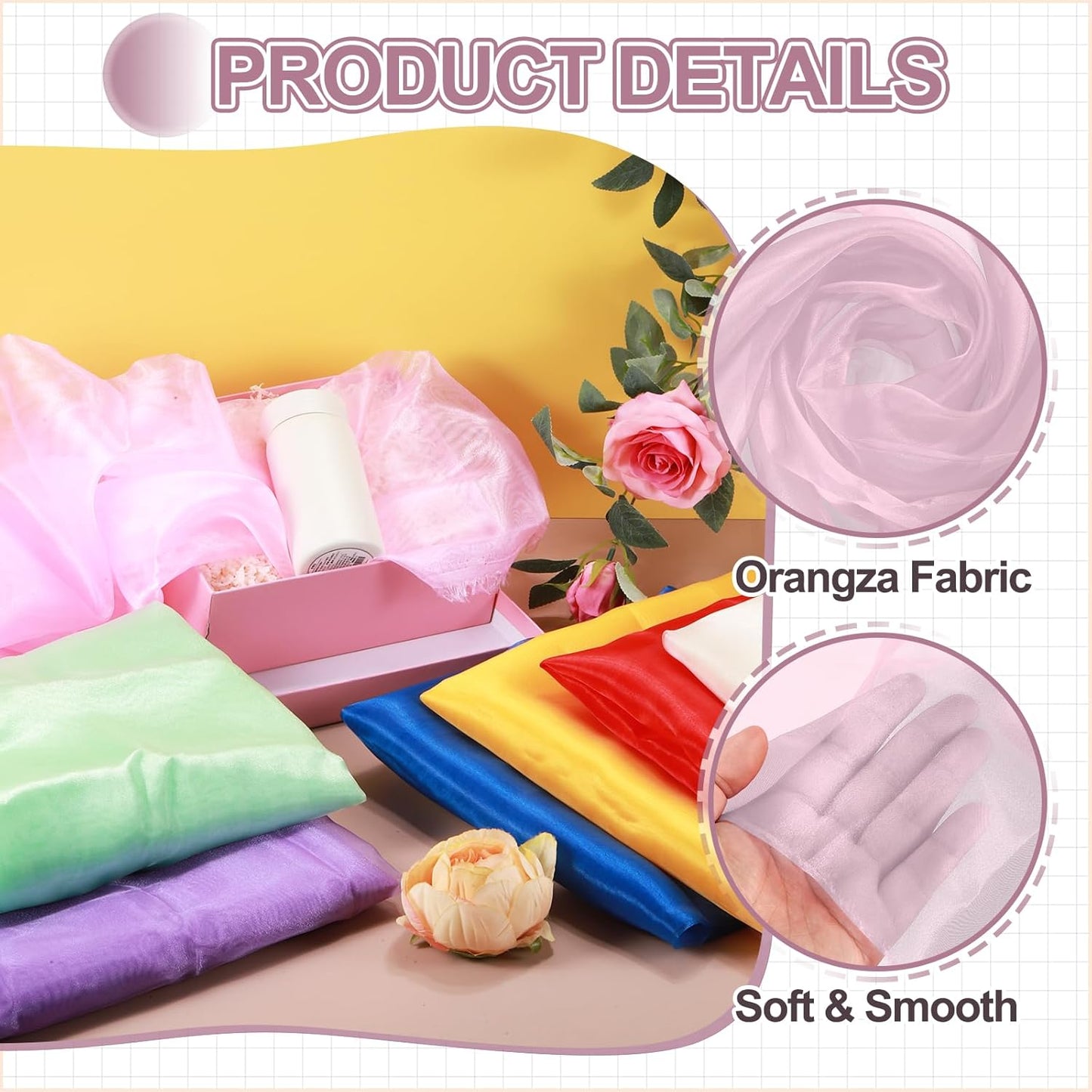 MECCANIXITY Iridescent Sheer Organza Fabric, 10 Yards x 59 Inches Solid Holographic Shiny Fabric Organza Cloth for Wedding, Curtains, Costume, Photo Background, Lotus Pink