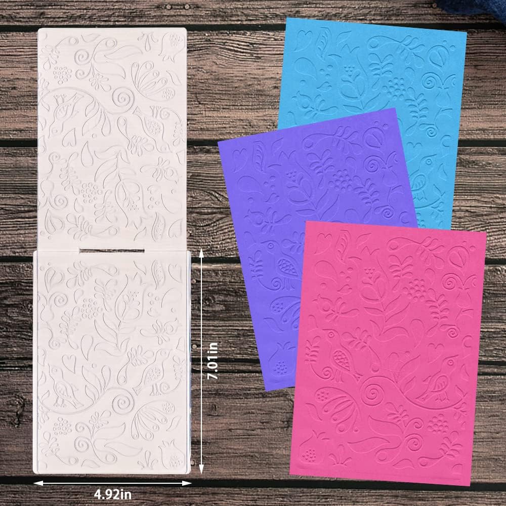 Hying 3-D Textured Impressions Background Embossing Folder, Flower Pattern Plastic Embossing Folder Template for Card Making Scrapbooking Paper Craft Album Stamps DIY Décor