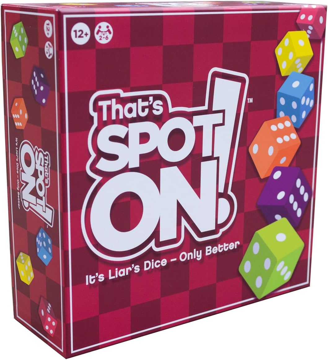 That's Spot On! Best Bluffing Strategy Game - Board, 6 Cups, 12 Tokens, 30 Dice – 2 to 6 Players, Ages 12+, Family Fun or Game Nights with Friends