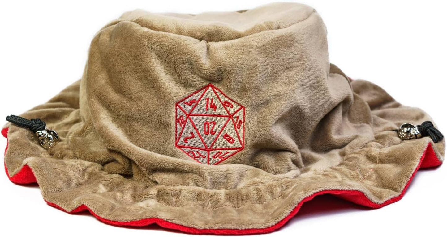 Large Dice Bags D&D with Pockets Khaki Storage Bag D20 Logo for DND RPG Game Dices - Capacity 200+ Dice
