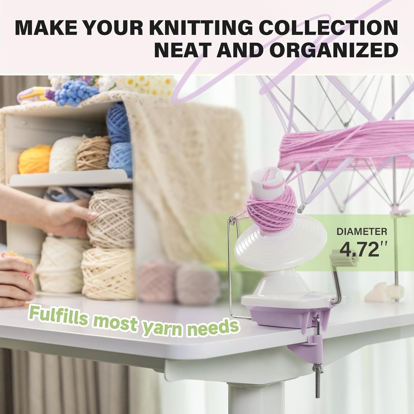 INMAKER Yarn Winder and Swift, Ball Winder and Swift Combo for Crocheting & Knitting, Quick Install Yarn Spinner, Essential Tool for Crafting Enthusiasts