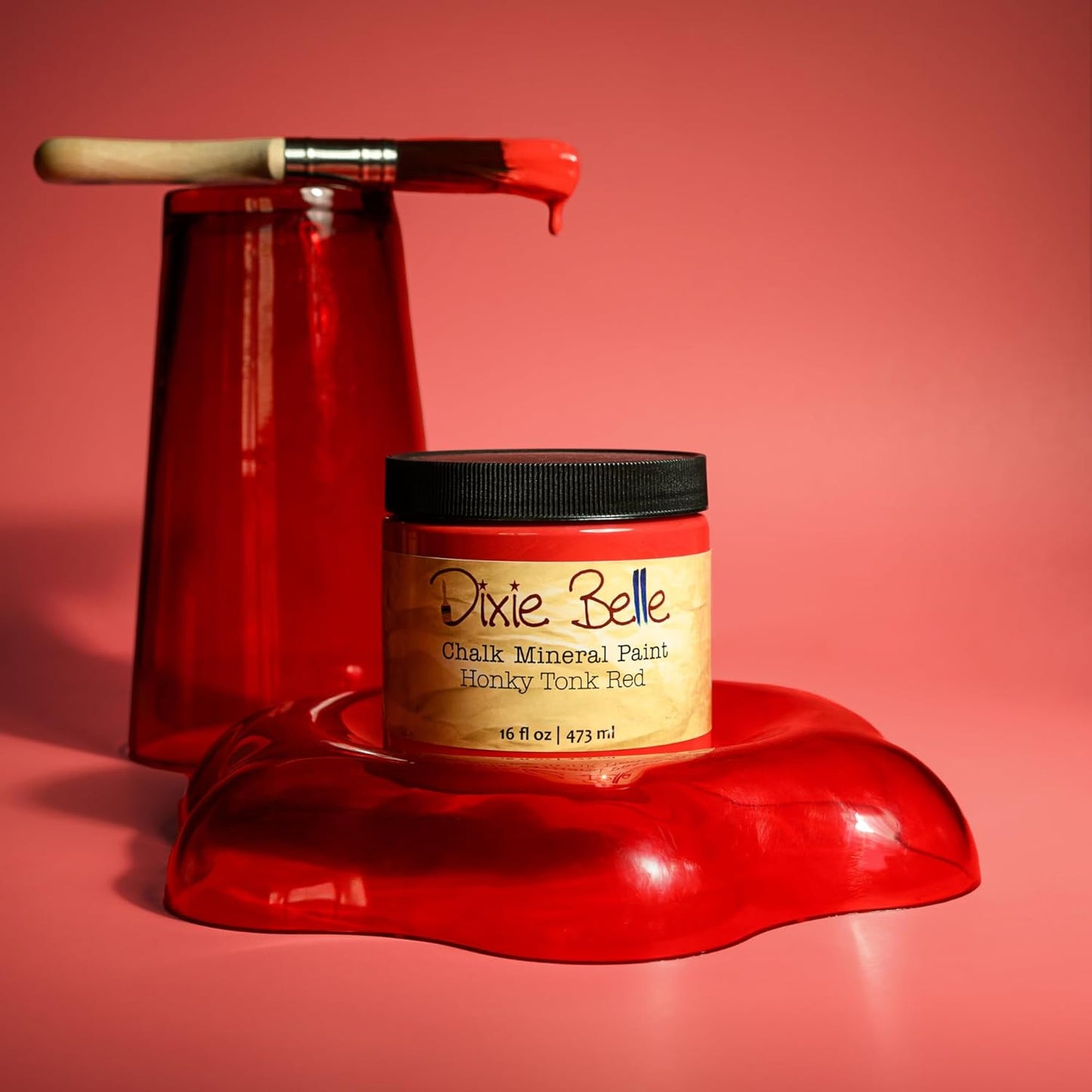 Dixie Belle Paint Company Chalk Finish Furniture Paint - Honky Tonk Red (8oz) - Matte True Red Chic Chalk Mineral DIY Furniture Paint