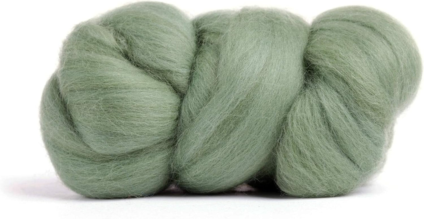 Desert Breeze Distributing 100% Natural Merino Wool Roving - Premium Combed Top Merino Roving Wool - Tapestry, Spinning, Wet Felting & Needle Felting Supplies - 21.5 Micron - 1 oz, Color Ivy Green