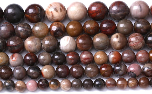 60pcs 6mm Natural Wooden Petrified Jade Agate Gemstone Beads Round Loose Spacer Beads for Jewelry Making DIY Bracelet Necklace 1 Strand 15inch
