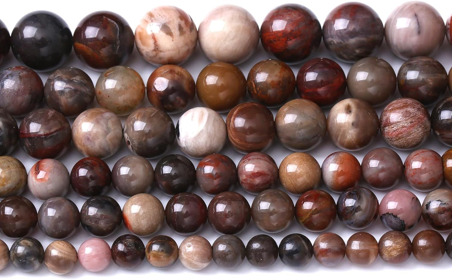 45pcs 8mm Natural Wooden Petrified Jade Agate Gemstone Beads Round Loose Spacer Beads for Jewelry Making DIY Bracelet Necklace 1 Strand 15inch