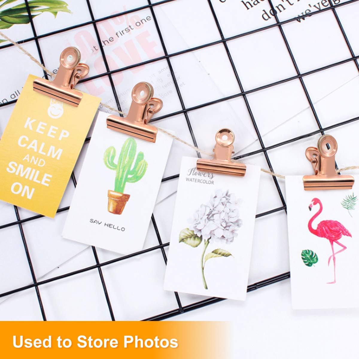 Coideal Bulldog Paper Clips Rose Gold, 20 Pcs 2 Inch Large Metal Binder Hinge Clip for Office, Food Bags, Pictures Photos, Art Crafts (50 mm)