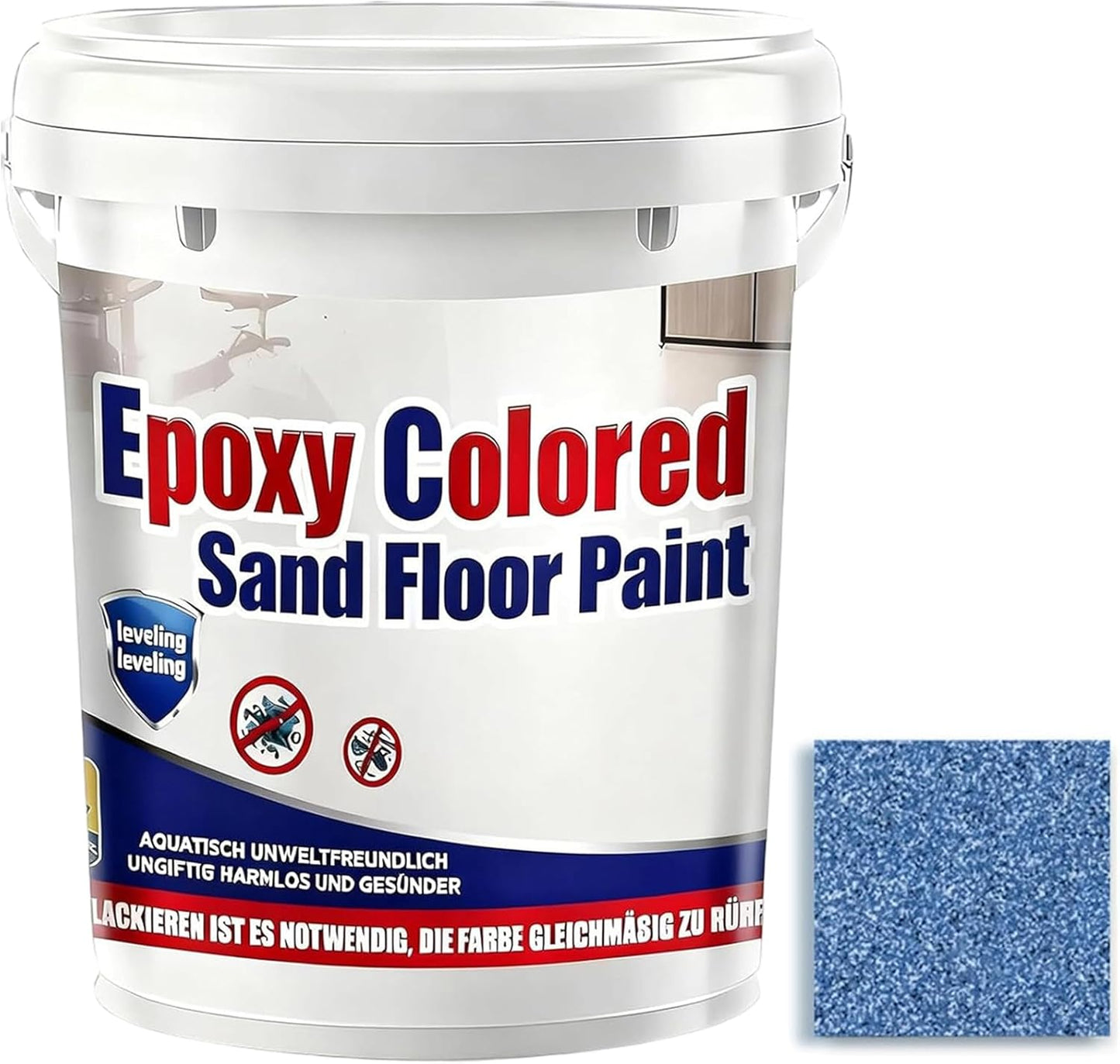 Epoxy Colored Sand Floor Paint, Epoxy Floor Paint for Concrete, High Gloss Marble Effect Coating, Waterproof Non-Slip Concrete Paints, Suitable for Indoor/Outdoor Use (Light Blue,32 oz/1 kg)